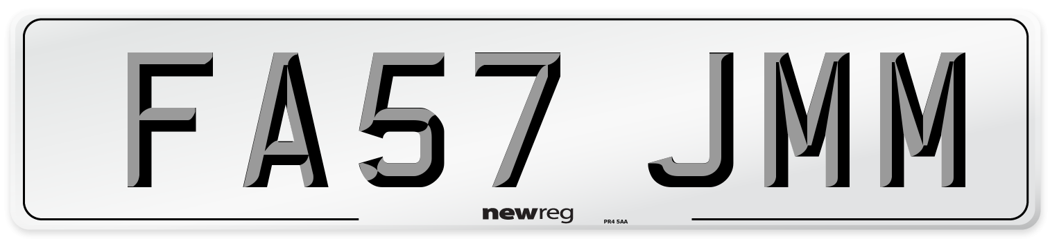 FA57 JMM Number Plate from New Reg